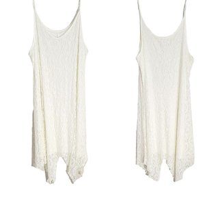 Verducci Womens White Paisley Lace Sleeveless Dress Lined Asymmetrical Hem‎ XL